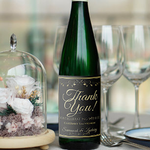 Gold auf Black Wedding Wine Flasche Tag Vielen Dan Weinetikett