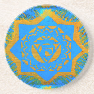 Gold auf blauem tantric Symbol Getränkeuntersetzer