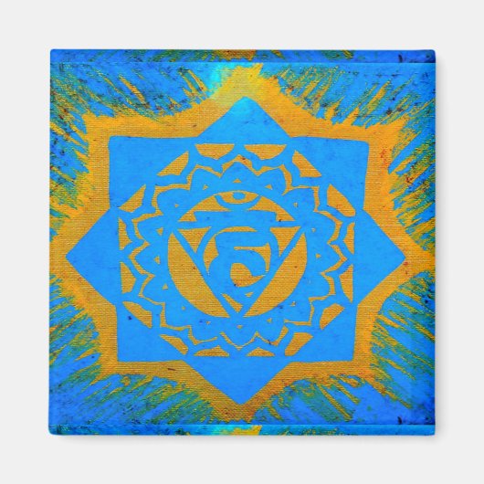 Gold auf blauem Tantrylon Magnet (Vorne)