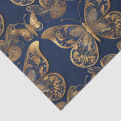 Gold auf blauen Schmetterlingen Dekoupage Tissue Seidenpapier (Detail)