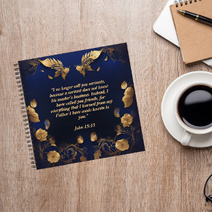 Gold auf blauer Zeit mit Jesus Journal Notizblock