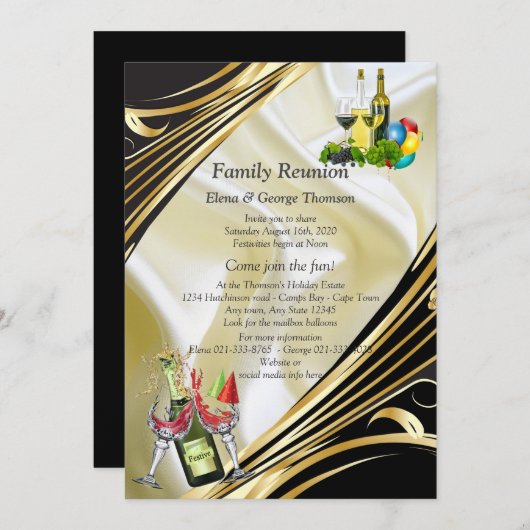 Gold auf Champagner-Seide-Wiedersehen Ankündigung (Vorne/Hinten)