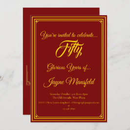 Gold auf Deep Red Birthday Party Einladung