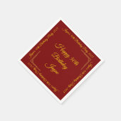 Gold auf Deep Red Birthday Party Serviette (Ecke)