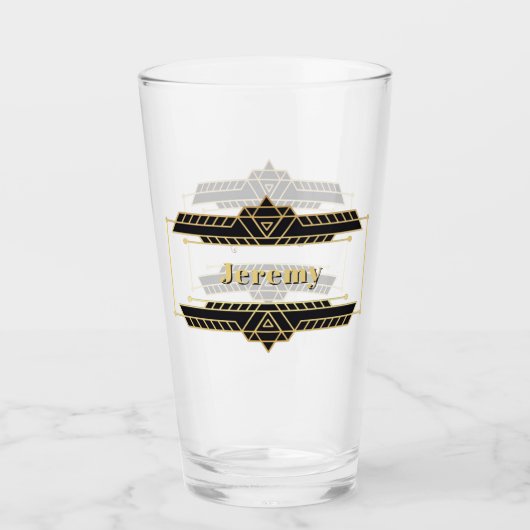 Gold auf dem Label "Black Art Deco" Glas (Vorderseite)