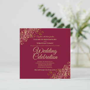 Gold auf dem Maroon Einfache Elegante Einladung