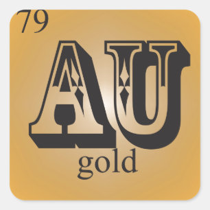 Gold auf dem Periodensystem Quadratischer Aufkleber