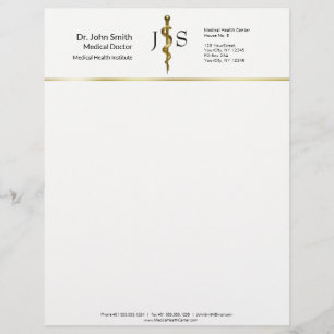 Gold auf dem weißen, klassischen Rod von Asclepius Briefbogen