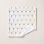 Gold auf dem White Art Deco Geometric Muster Badhandtuch Set (Waschlappen)