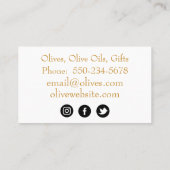Gold auf der Olive Branch Olive Oil Business Card Visitenkarte (Rückseite)
