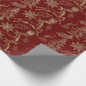Gold auf dunkelroten Weihnachtsbildern Muster Geschenkpapier (Ecke)