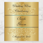 Gold auf Gold Blumenwein-Label Weinetikett (Einzelnes Label)