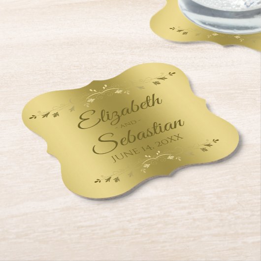 Gold auf Gold Elegante Hochzeitsempfehlung Untersetzer (angewinkelt)