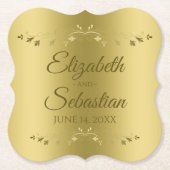Gold auf Gold Elegante Hochzeitsempfehlung Untersetzer (Vorderseite)