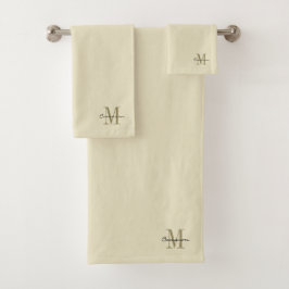 Gold auf Gold Ersteinzel und Name Personalisiert Badhandtuch Set