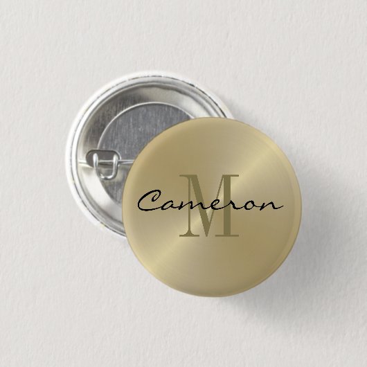 Gold auf Gold Ersteinzel und Name Personalisiert Button (Vorne & Hinten)