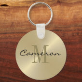 Gold auf Gold Ersteinzel und Name Personalisiert Schlüsselanhänger (Vorderseite)