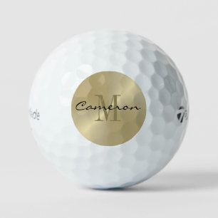 Gold auf Gold Initial- und Namenspersonalgeschenk Golfball