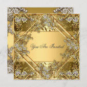 Gold auf Gold Jegliche Party Einladung (Vorne/Hinten)