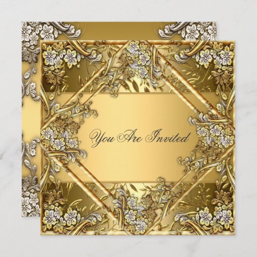 Gold auf Gold Jegliche Party Einladung (Vorne/Hinten)