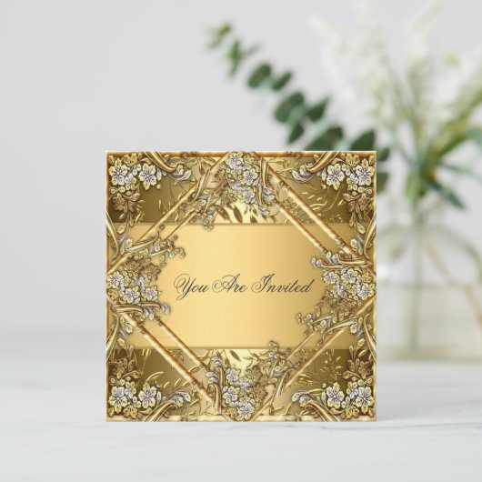 Gold auf Gold Jegliche Party Einladung (Stehend Vorderseite)