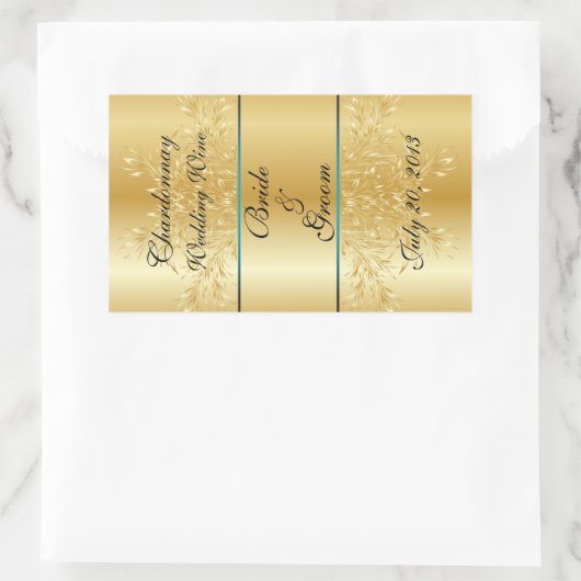 Gold auf Gold-Wedelweinetikett Rechteckiger Aufkleber (Tasche)