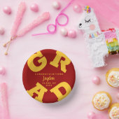 Gold auf Kardinal Red Bold Abschluss Pappteller (Party)