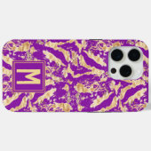 Gold auf lila, schicken Marmor Stilvolles Monogram Case-Mate iPhone Hülle (Rückseite (Horizontal))