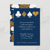 Gold auf Navy Blue Las Vegas Wedding Reception Car Einladung (Vorne/Hinten)