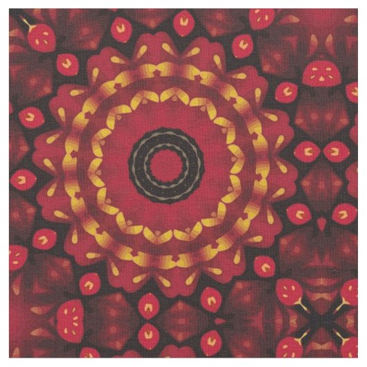 Gold auf rotem Mandala Stoff (Nahaufnahme)