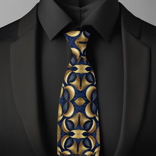Gold auf Saphir-Bold-Muster Krawatte