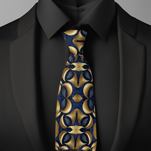 Gold auf Saphir-Bold-Muster Krawatte