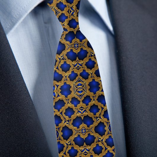 Gold auf Saphir-Formalpattern Krawatte