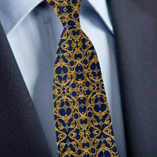 Gold auf Saphir-Muster Krawatte