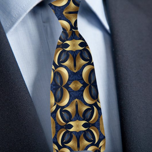 Gold auf Saphire Bold Pattern Krawatte