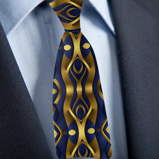 Gold auf Saphire Modern Pattern Krawatte