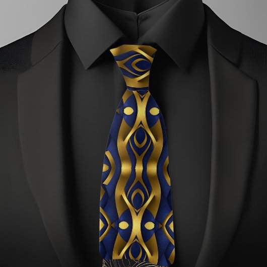 Gold auf Saphire Modern Pattern Krawatte