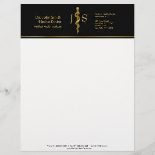 Gold auf schwarzem, klassischem Rod von Asclepius  Briefbogen