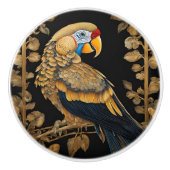 Gold auf schwarzem Papagei Keramikknauf (Vorderseite)