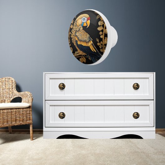 Gold auf schwarzem Papagei Keramikknauf