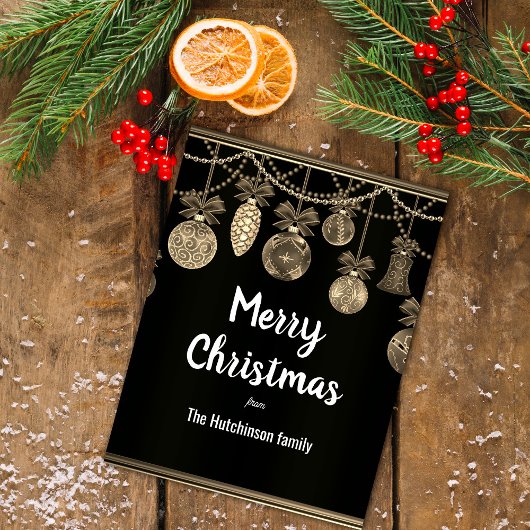 Gold auf schwarzer Eleganz Weihnachts-Postkarte Postkarte