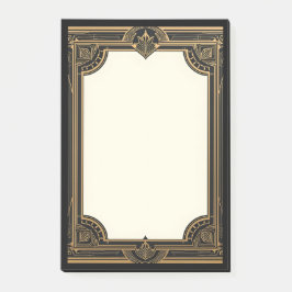 Gold auf schwarzer klassischer Art Deco Post-it Klebezettel