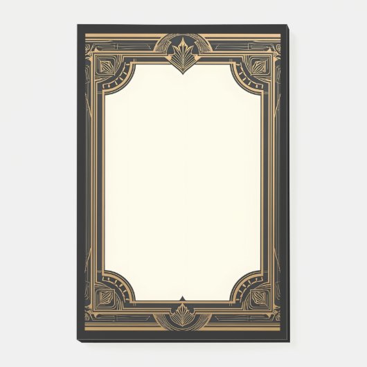 Gold auf schwarzer klassischer Art Deco Post-it Klebezettel (Vorderseite)