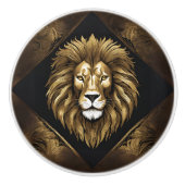 Gold auf schwarzer Löwe Keramikknauf (Vorderseite)