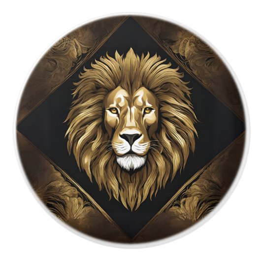 Gold auf schwarzer Löwe Keramikknauf (Vorderseite)