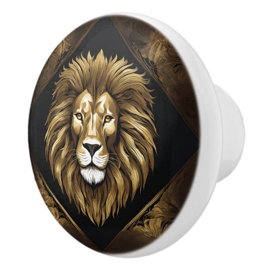 Gold auf schwarzer Löwe Keramikknauf (Rechts)