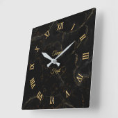 Gold auf schwarzer Marmor Wanduhr (anpassbar) (Winkel)