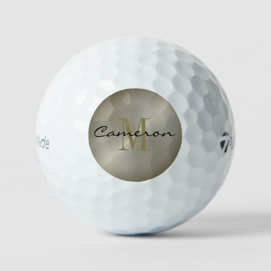 Gold auf Silber personalisiertes Geschenk mit Anfa Golfball (Vorderseite)