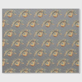 Gold auf Steel Graue Weihnachtsbaum Bulbs Ornament Geschenkpapier (Flach)