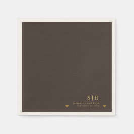 Gold auf tiefbrauner minimalistischer Papiertücher Serviette